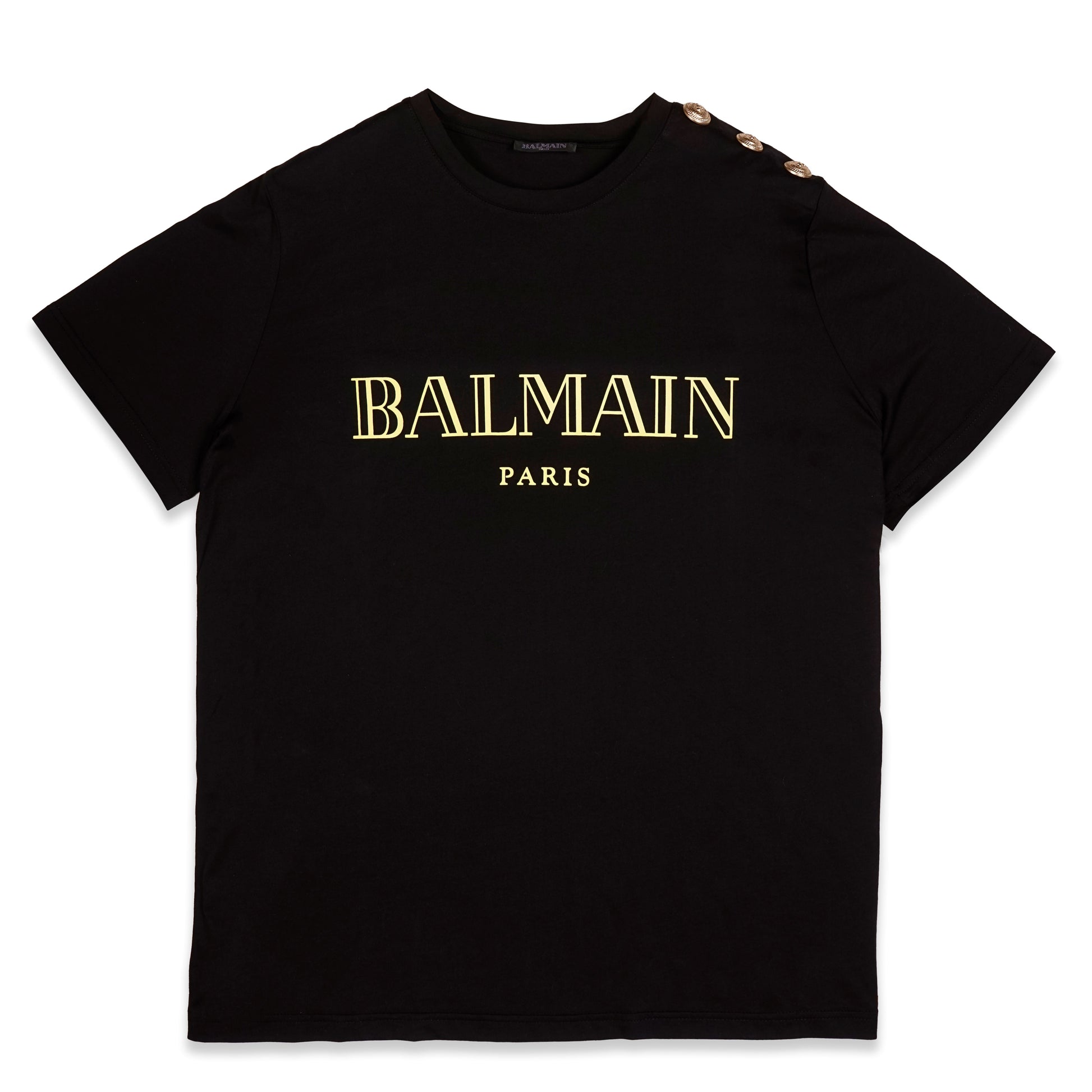 Balmain Paris T‑Shirt – Negra con Logo Clásico