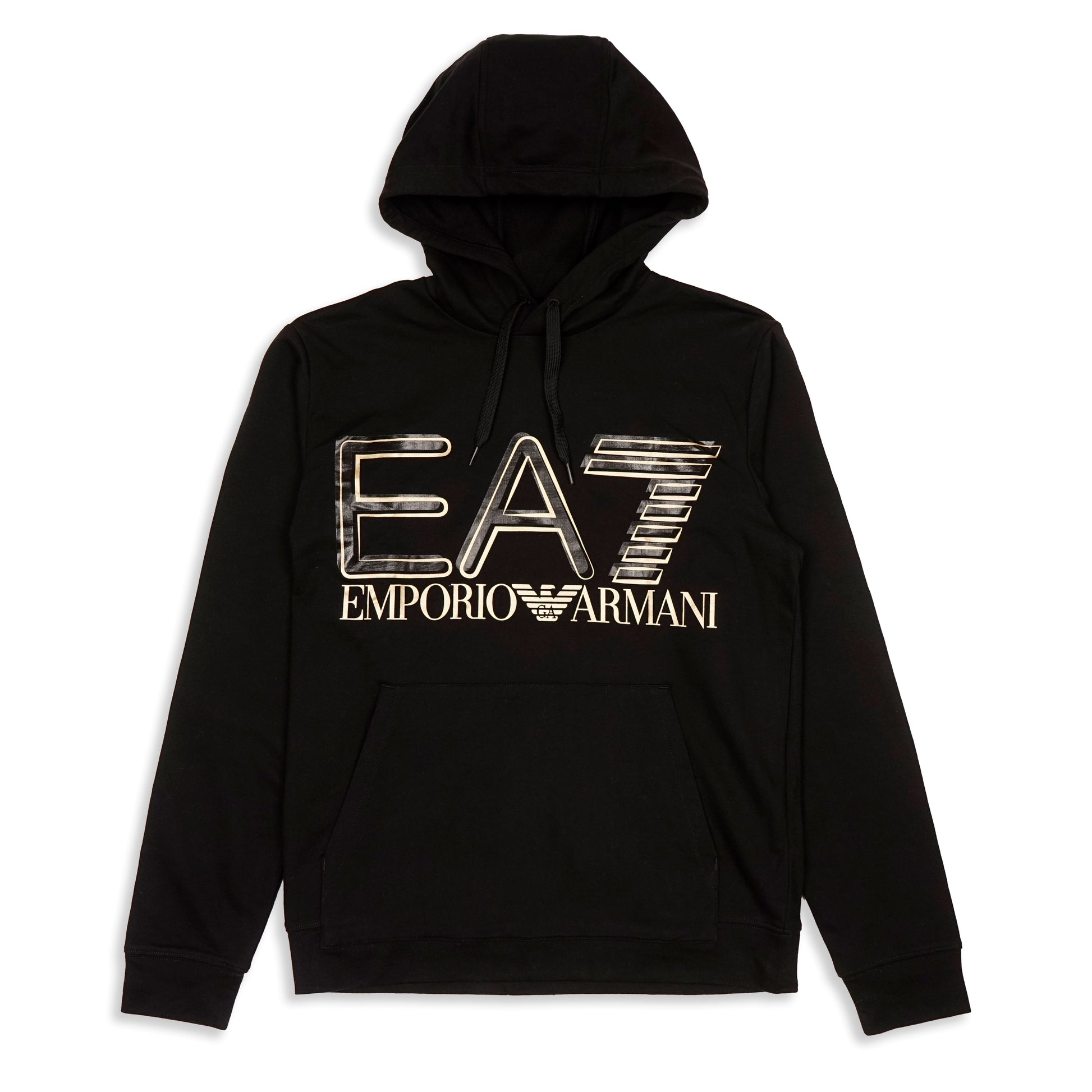 Polerón Manga Larga EA7 con Logotipo Hueco – Emporio Armani (Negro/Dorado)
